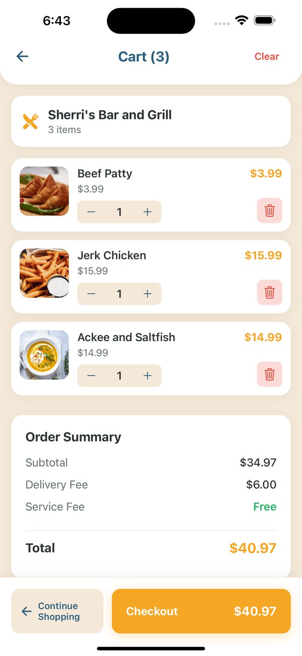 A NorthPoint Delivery cart with three items and an order summary showing subtotal, delivery fee and total.